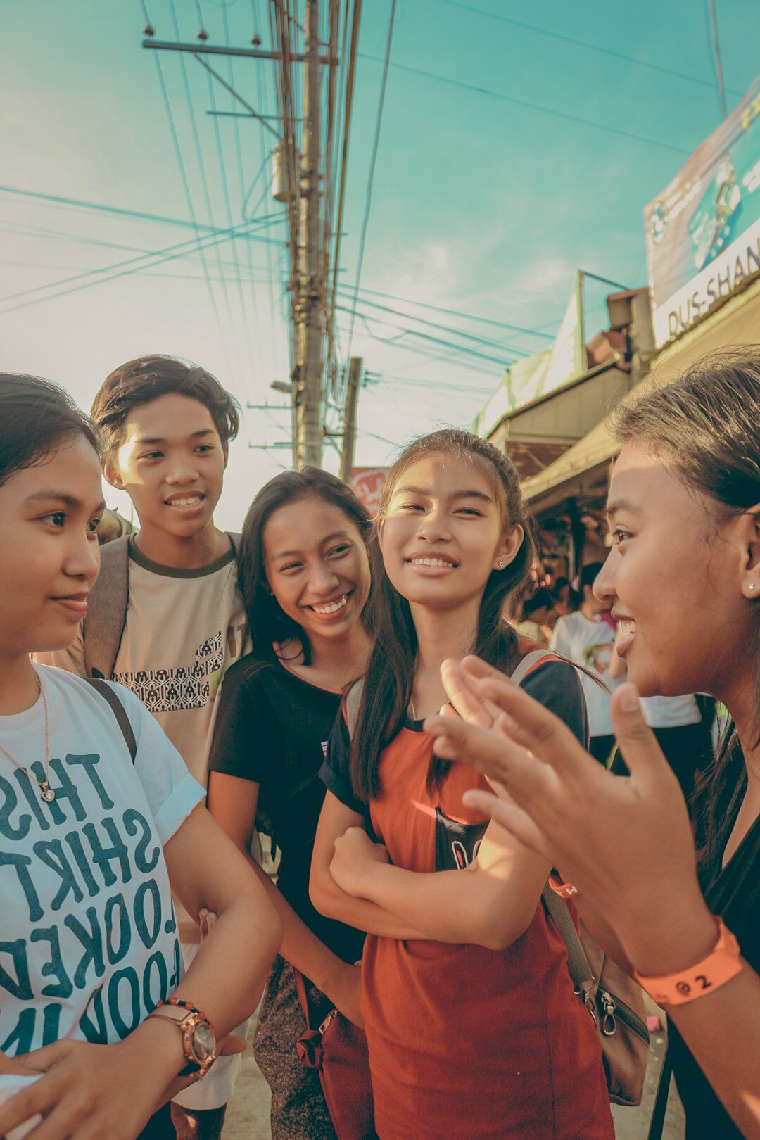 group of teens discussing
