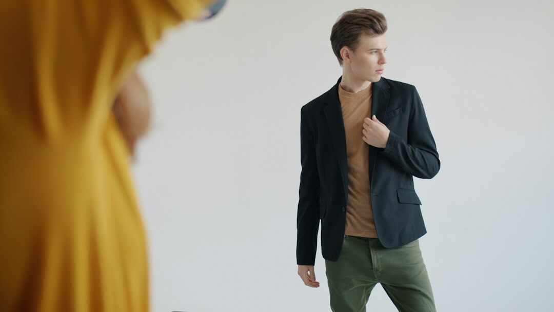 young person trying fashion