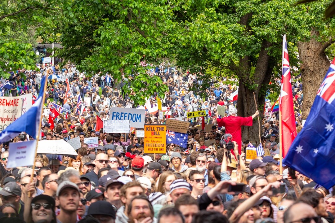 crowd at rally with stars